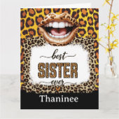 Leopard Animal Print Card for Sister - Stilvoll Karte (Gelbe Blume)