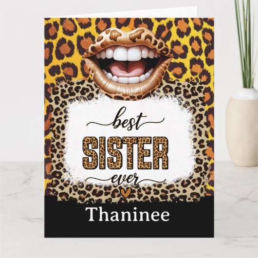 Leopard Animal Print Card for Sister - Stilvoll Karte (Vorderseite)