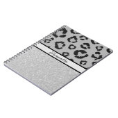 Leopard Animal Print Cheetah Glitzer Silver Notizblock (Linke Seite)