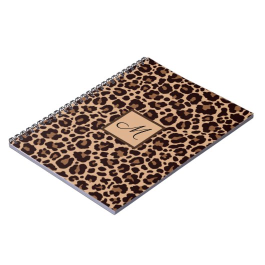 Leopard Animal Print Cheetah Monogram Initial Notizblock (Linke Seite)