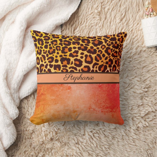 Leopard Animal Print Cheetah orange Safari Kissen (Decke)
