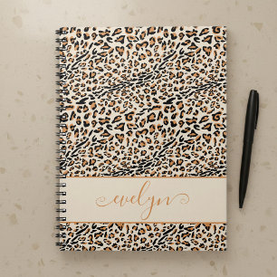 Leopard Animal Print Creme Schwarz Beige Personali Notizblock