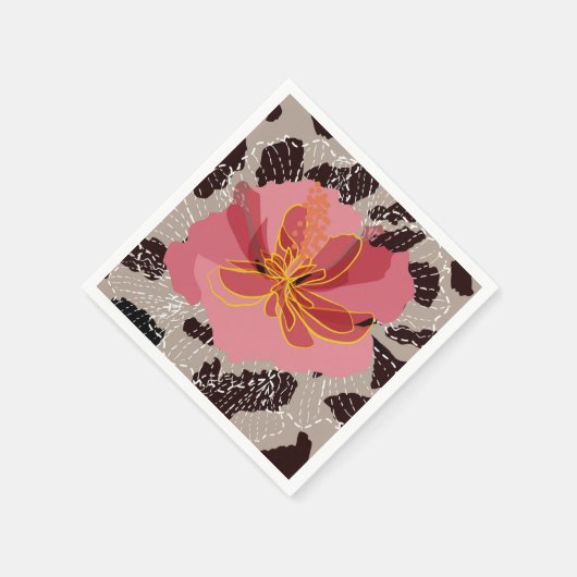 Leopard Animal Print Floral Serviette (Ecke)