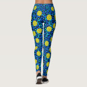 Leopard Animal Print Fun Blue Yellow Pickleball Leggings (Rückseite)