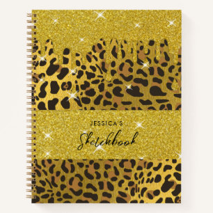 Leopard Animal Print Gold Foil Glitzer Tropfen Notizblock
