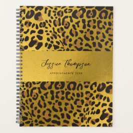 Leopard Animal Print Gold Foil Termin Buch Planer