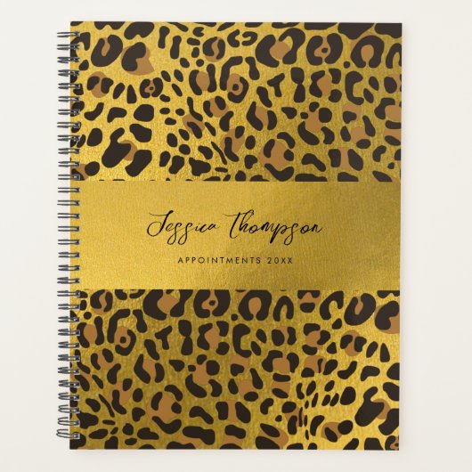 Leopard Animal Print Gold Foil Termin Buch Planer (Vorderseite)