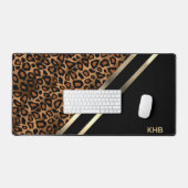 Leopard Animal Print, Gold und Black - Monogram Schreibtischunterlage (Tastatur & Maus)