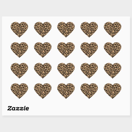 Leopard Animal Print Heart Stickers (Blatt)