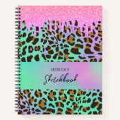 Leopard Animal Print Holographic Glitzer Tropfen Notizblock (Vorderseite)