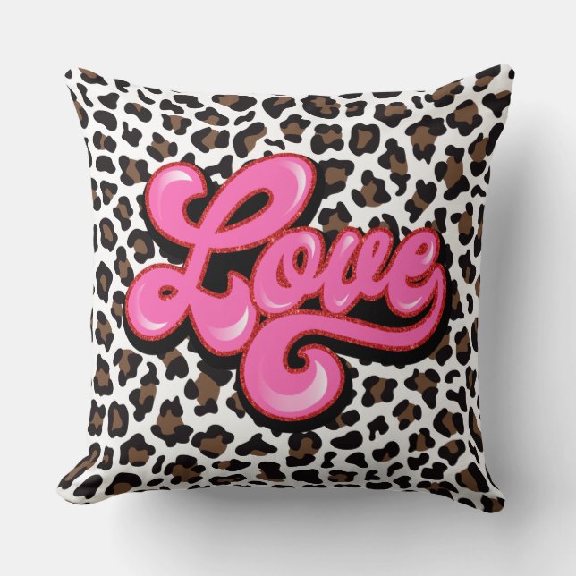 Leopard Animal Print Liebe Decorative Kissen (Vorderseite)