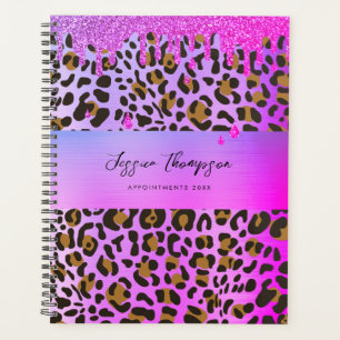 Leopard Animal Print Lila Pink Glitzer Tropfen Planer