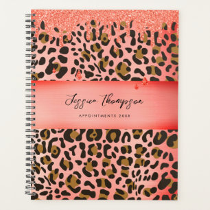 Leopard Animal Print Metallic Red Glitzer Tropfen Planer