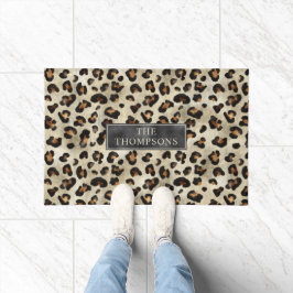 Leopard Animal Print Mit Schwarzer Falscher Folie  Fußmatte