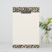 Leopard Animal Print mit schwarzer Faux-Folie und Briefpapier (Stehend Vorderseite)