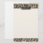 Leopard Animal Print mit schwarzer Faux-Folie und Briefpapier (Vorne/Hinten)