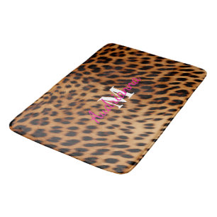 Leopard Animal Print Monogram Badematte