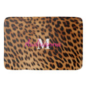 Leopard Animal Print Monogram Badematte (Vorderseite)