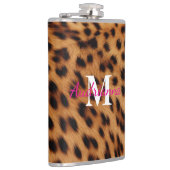 Leopard Animal Print Monogram Flachmann (Rechts)