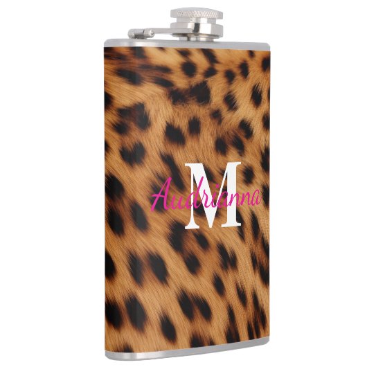 Leopard Animal Print Monogram Flachmann (Rechts)