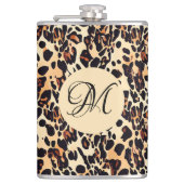 Leopard Animal Print Monogram Flask Flachmann (Vorderseite)