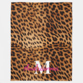 Leopard Animal Print Monogram Fleecedecke (Vorderseite)