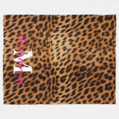 Leopard Animal Print Monogram Fleecedecke (Vorderseite (Horizontal))