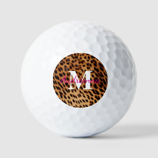 Leopard Animal Print Monogram Golfball (Vorderseite)