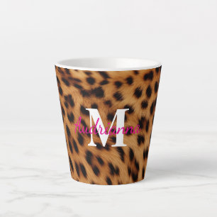 Leopard Animal Print Monogram Milchtasse