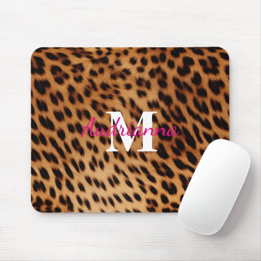Leopard Animal Print Monogram Mousepad (Mit Mouse)