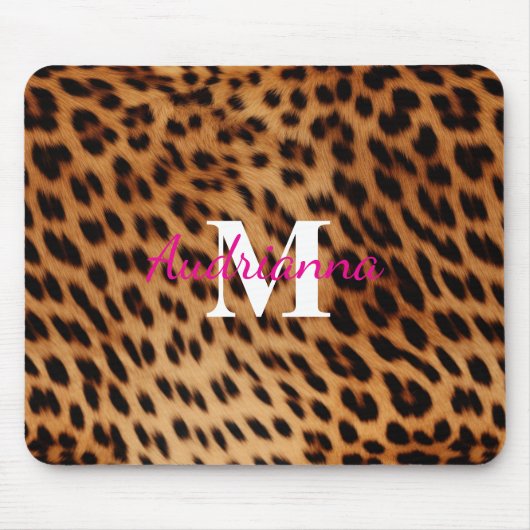 Leopard Animal Print Monogram Mousepad (Vorne)