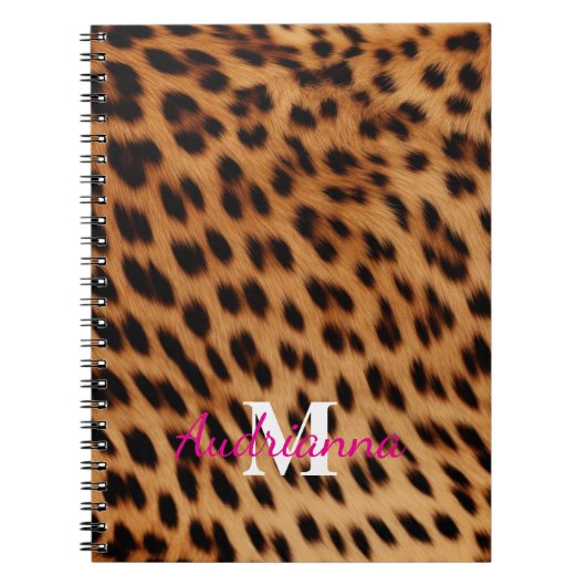 Leopard Animal Print Monogram Notizblock (Vorderseite)