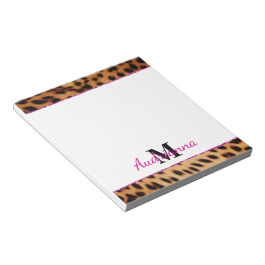 Leopard Animal Print Monogram Notizblock (angewinkelt)