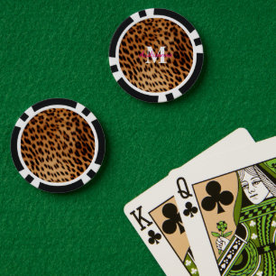 Leopard Animal Print Monogram Pokerchips