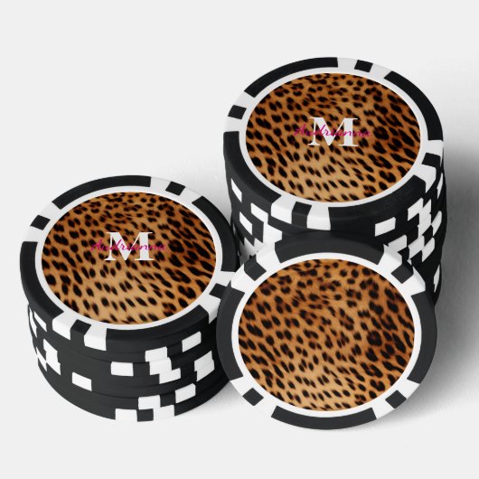 Leopard Animal Print Monogram Pokerchips (Stapel)