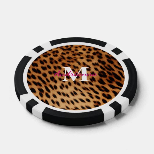 Leopard Animal Print Monogram Pokerchips (Einzeln)