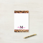Leopard Animal Print Monogram Post-it Klebezettel (Auf Schreibtisch)