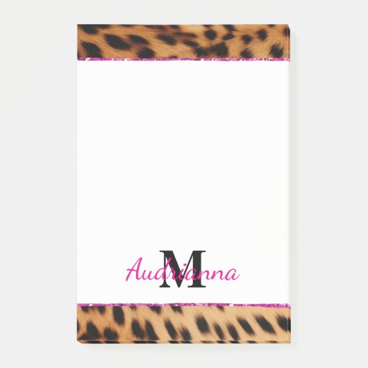 Leopard Animal Print Monogram Post-it Klebezettel (Vorderseite)