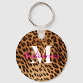 Leopard Animal Print Monogram Schlüsselanhänger (Vorderseite)