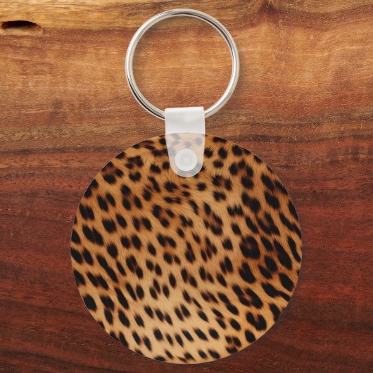 Leopard Animal Print Monogram Schlüsselanhänger (Rückseite)