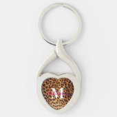 Leopard Animal Print Monogram Schlüsselanhänger (Vorderseite)