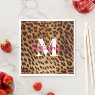 Leopard Animal Print Monogram Serviette
