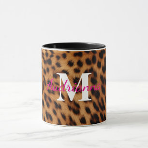 Leopard Animal Print Monogram Tasse