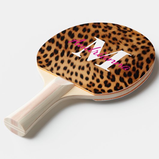 Leopard Animal Print Monogram Tischtennis Schläger (Vorderseite)