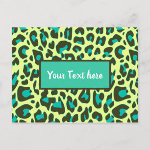 Leopard Animal Print Muster gelb Aquamarin gefärbt Postkarte