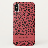 Leopard Animal Print Muster in Pink Black Case Ma (Rückseite)