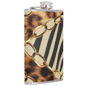 Leopard Animal Print Nahtloses Muster Flachmann (Rechts)
