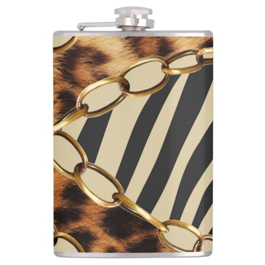 Leopard Animal Print Nahtloses Muster Flachmann (Vorderseite)