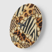 Leopard Animal Print Nahtloses Muster Große Wanduhr (Winkel)