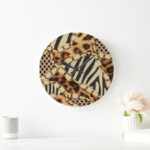 Leopard Animal Print Nahtloses Muster Große Wanduhr (Zuhause)